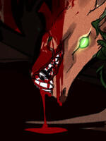 A preview of a deer-like beast with sharp teeth and dripping blood.